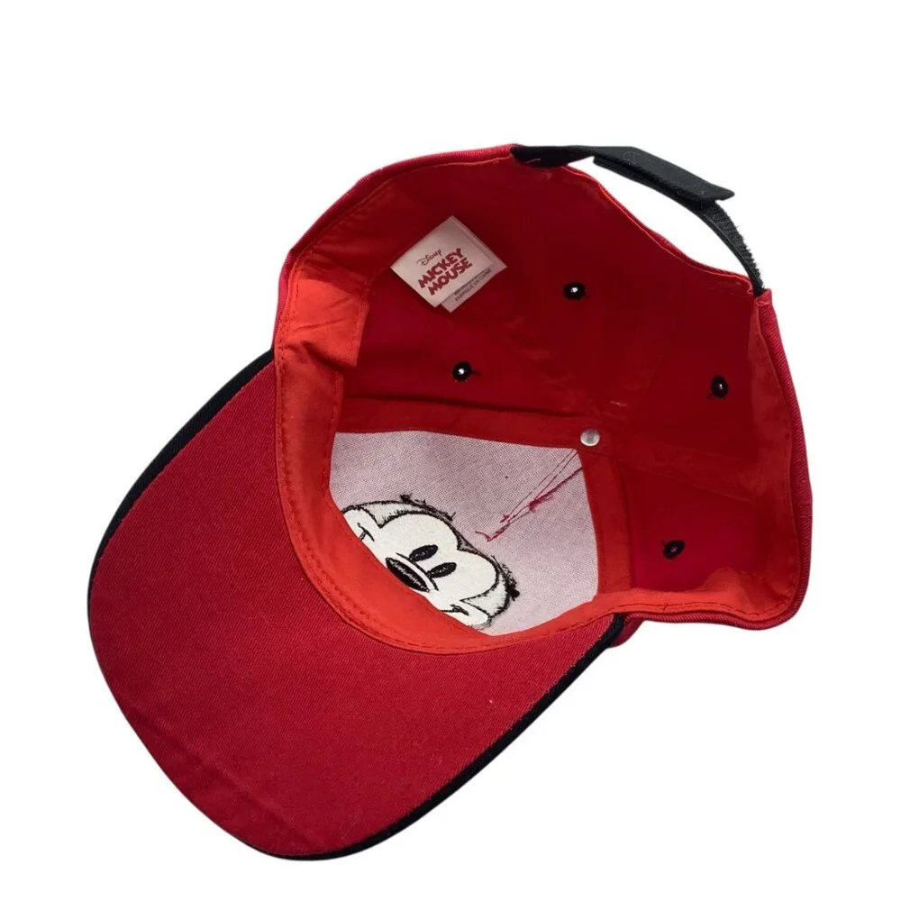 Disney Mickey Mouse Red Black Kids Baseball Cap 3D Ears Adjustable Strap NEW NWT